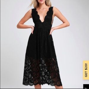 Lulus Loft Party Black Lace Sleeveless Midi dress